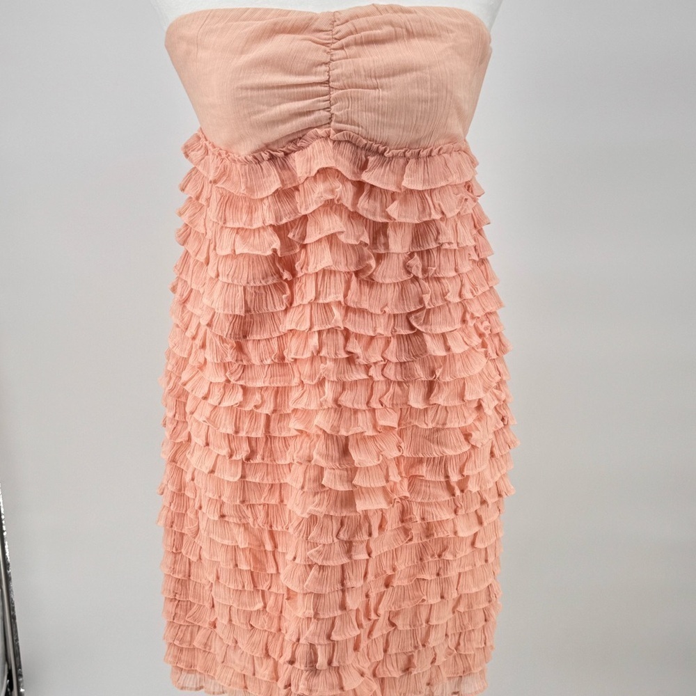 J. Crew Collection Elegant Peach Strapless Ruffle Dress Sz M EUC mini, summer